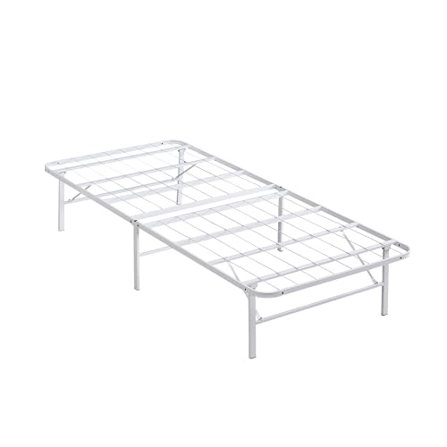 i-flair Klappbett Metall 90x200 cm Letto in Weiß – Faltbares Gästebett mit stabilem Rahmen & Stauraum – platzsparendes Metallbett für Gäste, langlebiges Faltbett, klappbar & leicht zu verstauen von i-flair