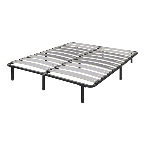 i-flair Metallbett Deck 160x200 cm - Stabiler Metall-Lattenrahmen auf Füßen mit Breiten Latten - Lattenrost für alle Betten und Matratzen geeignet von i-flair