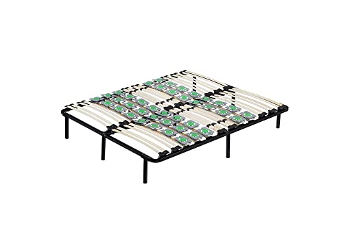i-flair Metallbett Tellerlattenrost 140x200 cm auf 9 x Füßen, Gästebett Ergo IF55 mit Tellerfedern und Stauraum - für alle Matratzen und Betten geeignet von i-flair