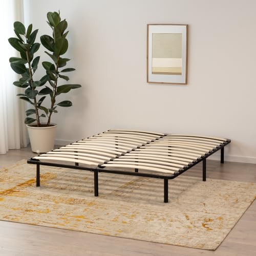 i-flair Metallbett mit Lattenrost NAMARA 160x200 cm - Höhe: 28 cm, stabiles Gästebett mit Stauraum auf Füßen, geeignet für alle Matratzen - Schwarz von i-flair