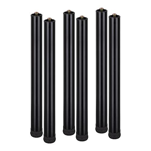 i-flair Metallfuß Möbelfuß Stützfuß, 6 Füße in 40 cm Höhe in I-Form zum Nachrüsten für Möbel wie Lattenroste, Betten, Schränke usw. in Schwarz von i-flair