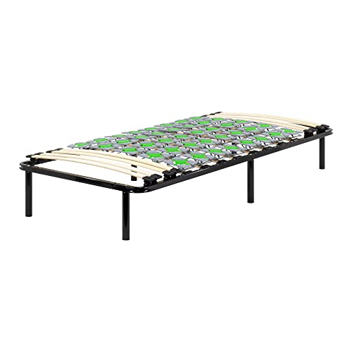 i-flair Metallbett Tellerlattenrost 100x200 cm auf Füßen, Gästebett Ergo IF56 mit Tellerfedern und Stauraum - für alle Matratzen und Betten geeignet von i-flair