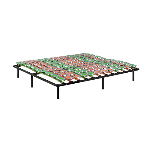 i-flair Metallbett Tellerlattenrost 200x200 cm auf Füßen, Gästebett Ergo IF57 mit Tellerfedern und Stauraum - für alle Matratzen und Betten geeignet von i-flair