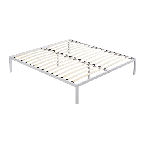 i-flair iBase Metallbett, 180 x 200 cm, mit Lattenrost aus Holz, weiße Struktur und weiße Metallfüße, bietet Stauraum mit Einer Höhe von 30,5 cm i-flair iBase Metallbett, 180 x 200 cm, mit Lattenrost aus Holz, weiße Struktur und weiße Metallfüße, bietet Stauraum mit Einer Höhe von 30,5 cm von i-flair