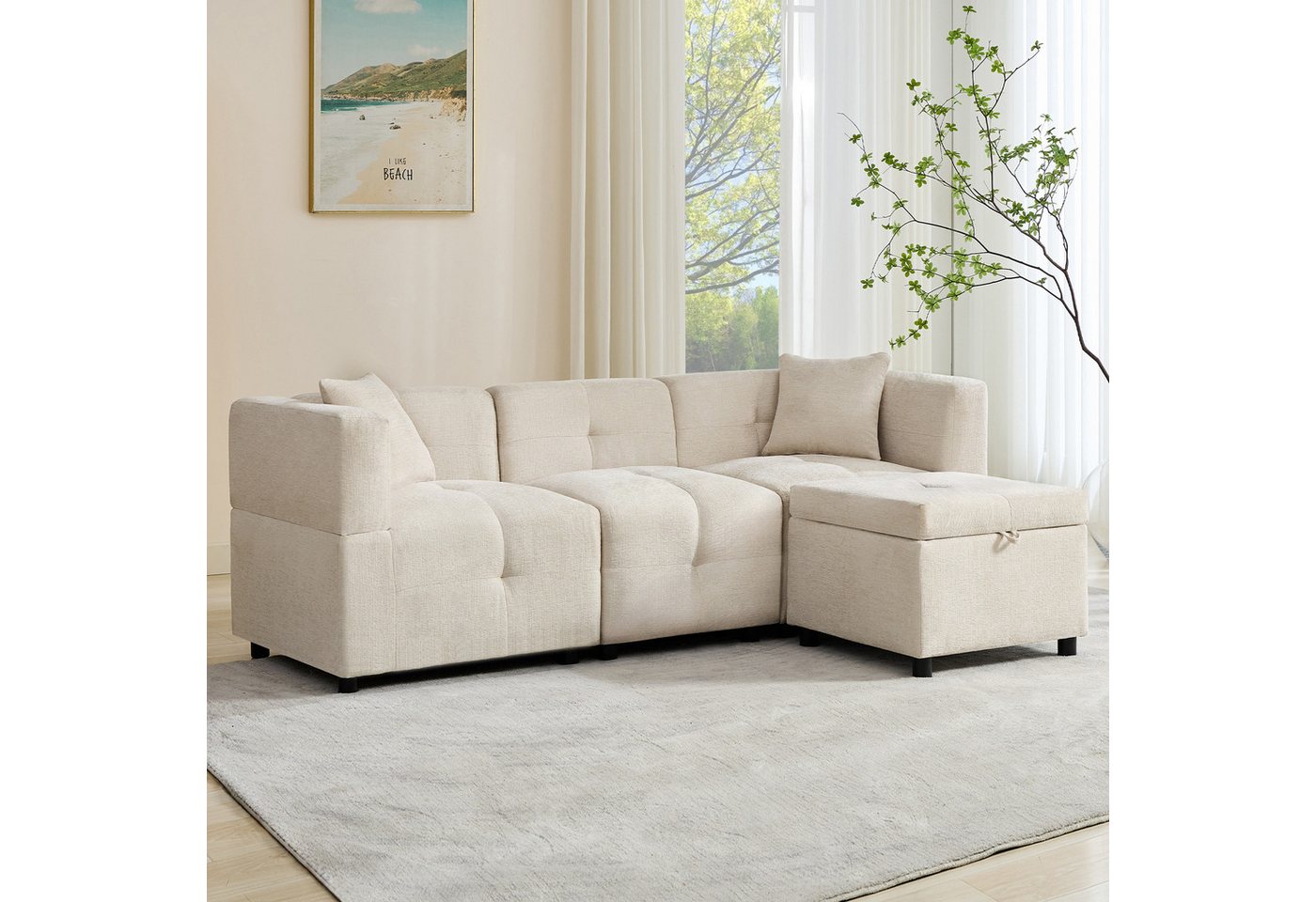 i@home 3-Sitzer 3-Sitzer-Sofa, Ecksofa mit Stauraum, L-förmiges Ecksofa, mit abnehmbarem Fußhocker und 2 Kissen, geeignet für Wohnzimmer Büro usw, Ergonomische Rückenlehne, Taschenfedersystem, modularer Fußhocker i@home 3-Sitzer 3-Sitzer-Sofa, Ecksofa mit Stauraum, L-förmiges Ecksofa, mit abnehmbarem Fußhocker und 2 Kissen, geeignet für Wohnzimmer Büro usw, Ergonomische Rückenlehne, Taschenfedersystem, modularer Fußhocker von i@home