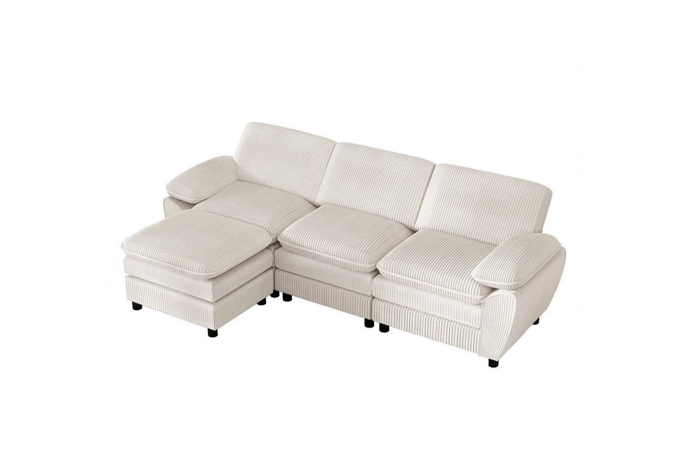 i@home 3-Sitzer Modulares 3-Sitzer-Kombi-Sofa mit Ottoman aus Cord, 2 Teile, Abnehmbarer Ottoman, ergonomische Rückenlehne i@home 3-Sitzer Modulares 3-Sitzer-Kombi-Sofa mit Ottoman aus Cord, 2 Teile, Abnehmbarer Ottoman, ergonomische Rückenlehne von i@home