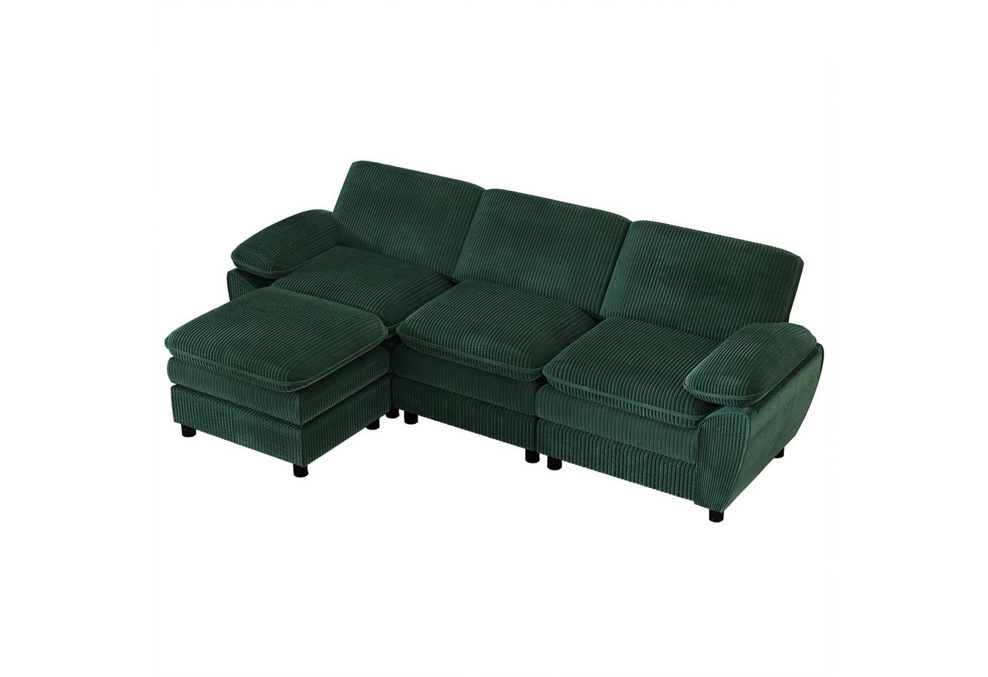 i@home 3-Sitzer Modulares 3-Sitzer-Kombi-Sofa mit Ottoman aus Cord, 2 Teile, Abnehmbarer Ottoman, ergonomische Rückenlehne i@home 3-Sitzer Modulares 3-Sitzer-Kombi-Sofa mit Ottoman aus Cord, 2 Teile, Abnehmbarer Ottoman, ergonomische Rückenlehne von i@home