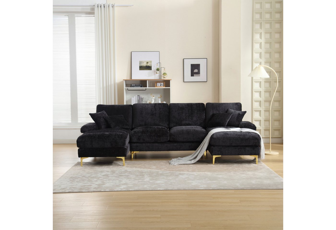 i@home 4-Sitzer Modernes großes Chenille U-Shape Sektionssofa, doppelten Liegesitzen, für Wohnzimmer Schlafzimmer Büro Wohnung Zuhause am Kamin i@home 4-Sitzer Modernes großes Chenille U-Shape Sektionssofa, doppelten Liegesitzen, für Wohnzimmer Schlafzimmer Büro Wohnung Zuhause am Kamin von i@home