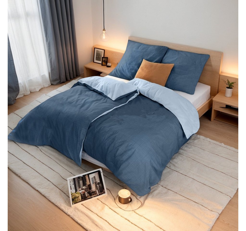 i@home Bettwäsche Wendebettwäsche aus 100% Baumwolle, 135x200 oder 155x220 cm, Baumwolle, 2 teilig, zu jeder Jahreszeit, pflegeleicht und formstabil, Blau i@home Bettwäsche Wendebettwäsche aus 100% Baumwolle, 135x200 oder 155x220 cm, Baumwolle, 2 teilig, zu jeder Jahreszeit, pflegeleicht und formstabil, Blau von i@home