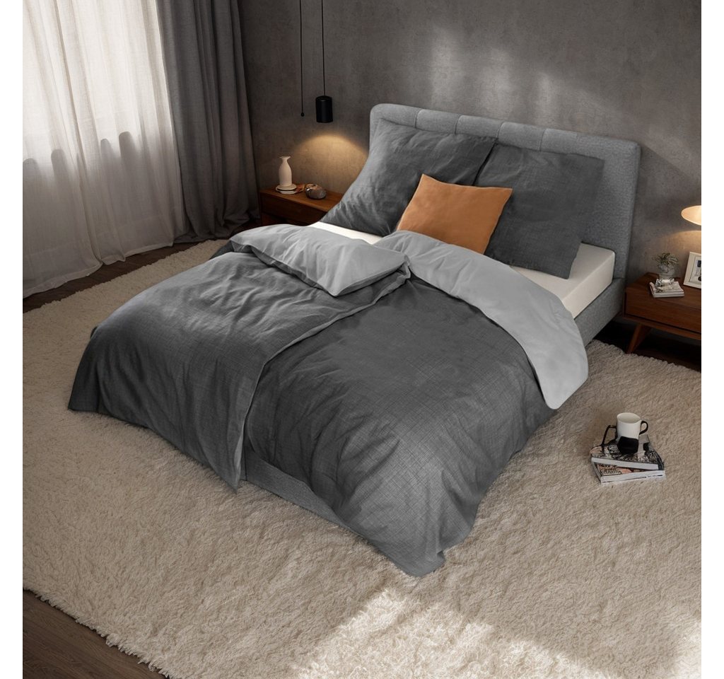 i@home Bettwäsche Wendebettwäsche aus 100% Baumwolle, 135x200 oder 155x220 cm, Baumwolle, 4 teilig, zu jeder Jahreszeit, pflegeleicht und formstabil, Grau i@home Bettwäsche Wendebettwäsche aus 100% Baumwolle, 135x200 oder 155x220 cm, Baumwolle, 4 teilig, zu jeder Jahreszeit, pflegeleicht und formstabil, Grau von i@home