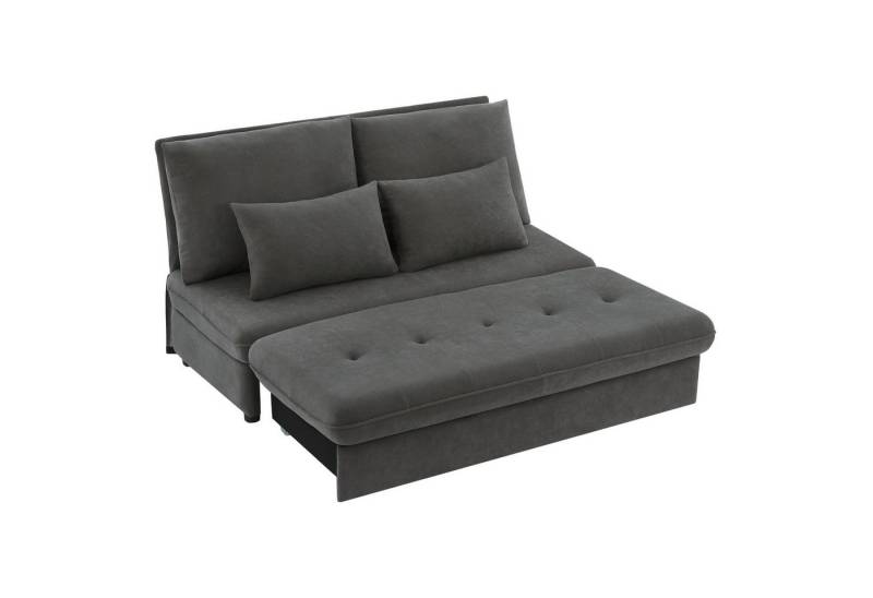 i@home Big-Sofa Doppelsofa, Polstersofa, klappbares Schlafsofa, mit Schlaffunktion, 132 x 134.5 x 89 cm, Geeignet für Wohnzimmer, Wohnungen, Aufbewahrungsbox & dicken Kissen, Chenille-Stoff, Grau von i@home