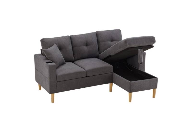 i@home Ecksofa L-förmiges modernes Sofa, 3-Sitzer-Sofa, mit Chaiselongue,Hellgrau/Dunkelgrau/weiß von i@home