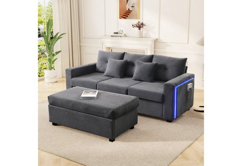 i@home Ecksofa LED L-förmige 3-Sitzer Polstergarnitur, Schlafsofa mit Schlaffunktion, Wolkenweiches Sitzgefühl durch 15 cm Rückprallschau von i@home