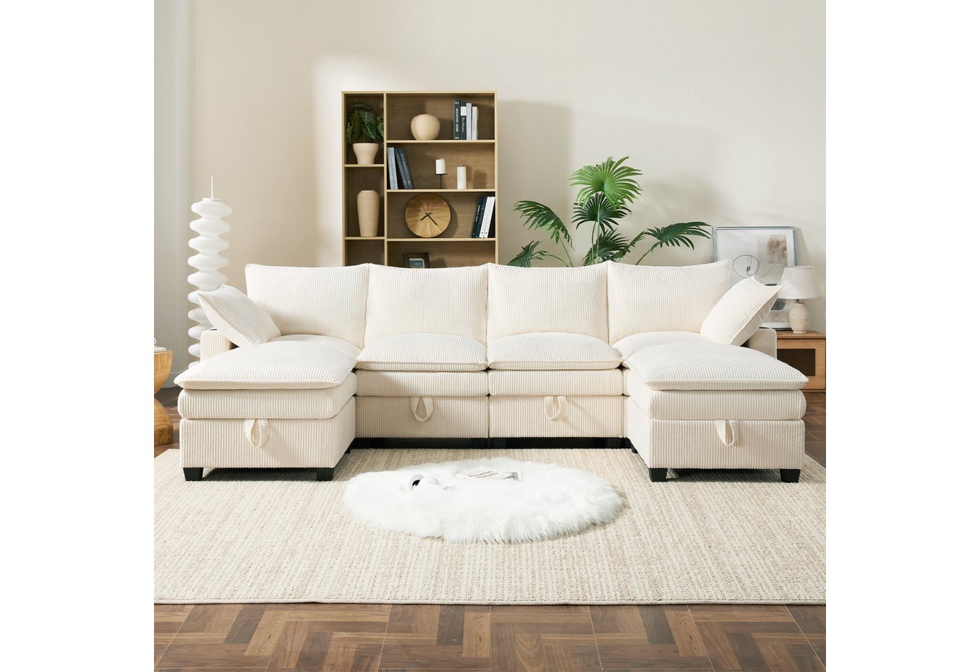 i@home Ecksofa Modernes L-förmiges Sofa mit Cordbezug, mit USB-Ladung & Stauraum & Getränkehaltern, Beige i@home Ecksofa Modernes L-förmiges Sofa mit Cordbezug, mit USB-Ladung & Stauraum & Getränkehaltern, Beige von i@home