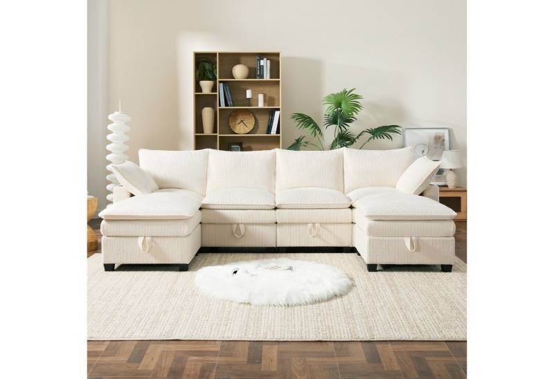 i@home Ecksofa Modernes L-förmiges Sofa mit Cordbezug, mit USB-Ladung & Stauraum & Getränkehaltern, Beige i@home Ecksofa Modernes L-förmiges Sofa mit Cordbezug, mit USB-Ladung & Stauraum & Getränkehaltern, Beige von i@home