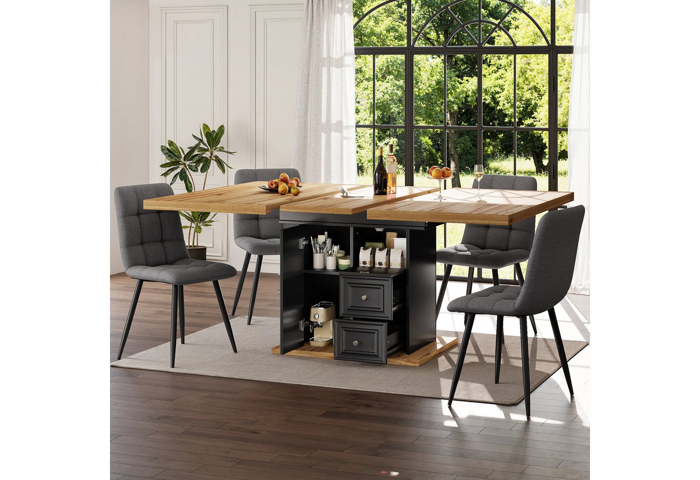 i@home Esstisch Ausziehbarer Küchetisch,110 x 80 x 75 cm (1 Stück), Ausziehbarer Tisch, 110-140 cm, bietet Platz für 4-6 Personen von i@home