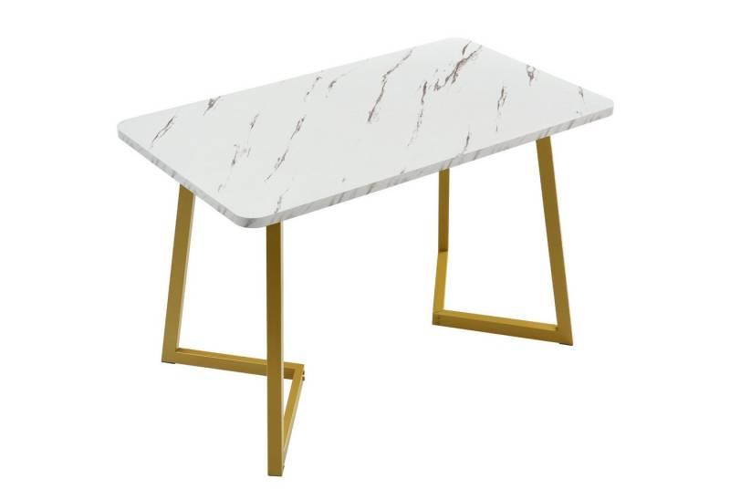 i@home Esstisch Metall Rechteckiger, Moderner Marmormuster,Golden/Weiß (1-St Tisch), 117x68x75cm von i@home