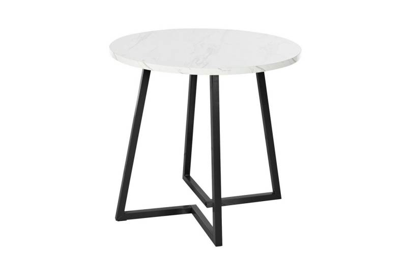 i@home Esstisch Runder Küchentisch, Rundtisch (80×80×75cm) (1 Tisch), Bis 60 kg belastbar, schwarze Beine, weiß von i@home