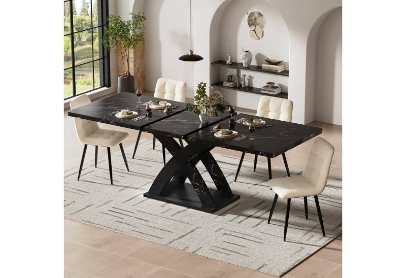 i@home Esstisch ausziehbarer Esstisch,Küchentisch, 120–160 cm (1 Tisch), Platz für bis zu 6 Personen, schwarz von i@home