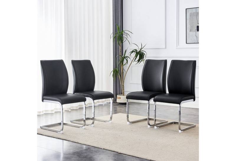 i@home Esszimmerstuhl 2 Stühle mit grauem verrücktem Pferdeleder Textur PU Komfort Sitzen (mit silbernen Metallbeinen.Kombinieren Sie Eleganz mit modernem Design, 4 St), Retro-Design, wasserdichtes PU-Material von i@home