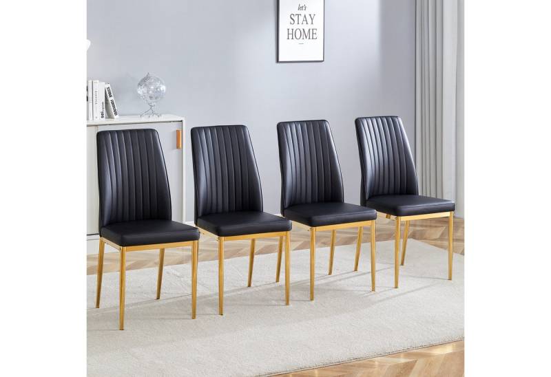 i@home Esszimmerstuhl Mode Essstuhl 4-teiliges Set: Silbermetallbeine, weißes PU-Leder (4er Set),Eleganter am Esstisch das einen eleganten Essraum schafft) von i@home