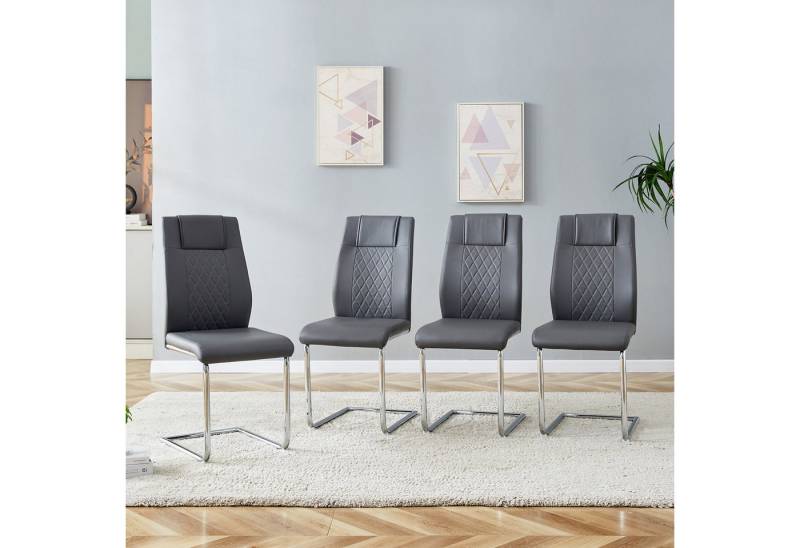 i@home Esszimmerstuhl PU-Ledersessel (4er Set) (Esszimmerstühle im nordischen Design mit rutschfesten Füßen), Ergonomische Rückenlehne wasserfestes PU-Leder - in 20 Min. montierbar von i@home