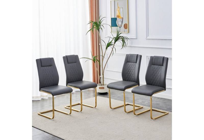 i@home Esszimmerstuhl PU-Ledersessel (4er Set) (Esszimmerstühle im nordischen Design mit rutschfesten Füßen), Ergonomische Rückenlehne wasserfestes PU-Leder - in 20 Min. montierbar von i@home