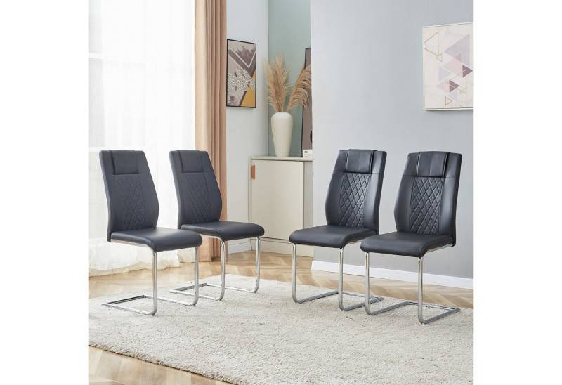 i@home Esszimmerstuhl PU-Ledersessel (4er Set) (Esszimmerstühle im nordischen Design mit rutschfesten Füßen), Ergonomische Rückenlehne wasserfestes PU-Leder - in 20 Min. montierbar von i@home