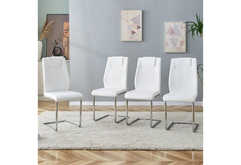 i@home Esszimmerstuhl PU-Ledersessel (4er Set) (Esszimmerstühle im nordischen Design mit rutschfesten Füßen), Ergonomische Rückenlehne wasserfestes PU-Leder - in 20 Min. montierbar von i@home