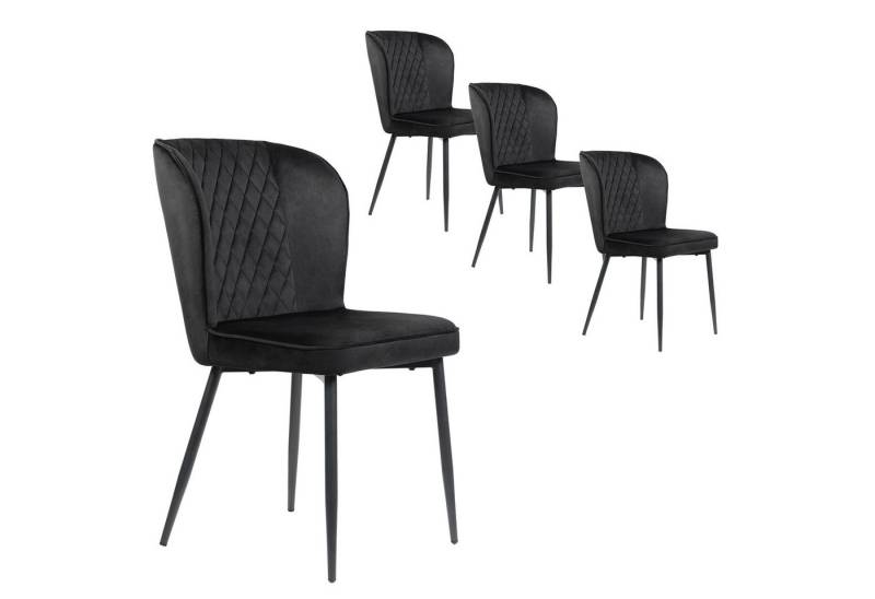 i@home Esszimmerstuhl Polsterstuhl, Stuhl (4 St), mit Rückenlehne, Sitzfläche aus Samt Gestell aus Metall von i@home