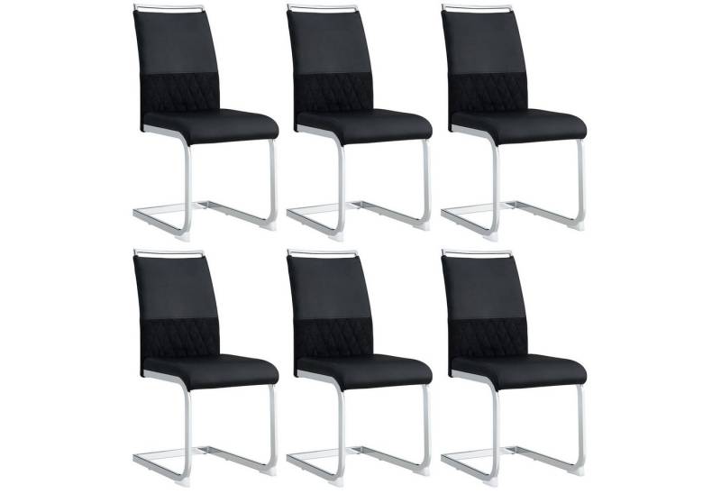 i@home Esszimmerstuhl Rücklehne aus PU Kunstleder und Leinen (Bis 150 kg belastbar,Seitenstuhl mit hoher, gepolsterter Rückenlehne, 6 St), Querstreifen Rückenlehne Design für Küche, Gast Bürostuhl von i@home