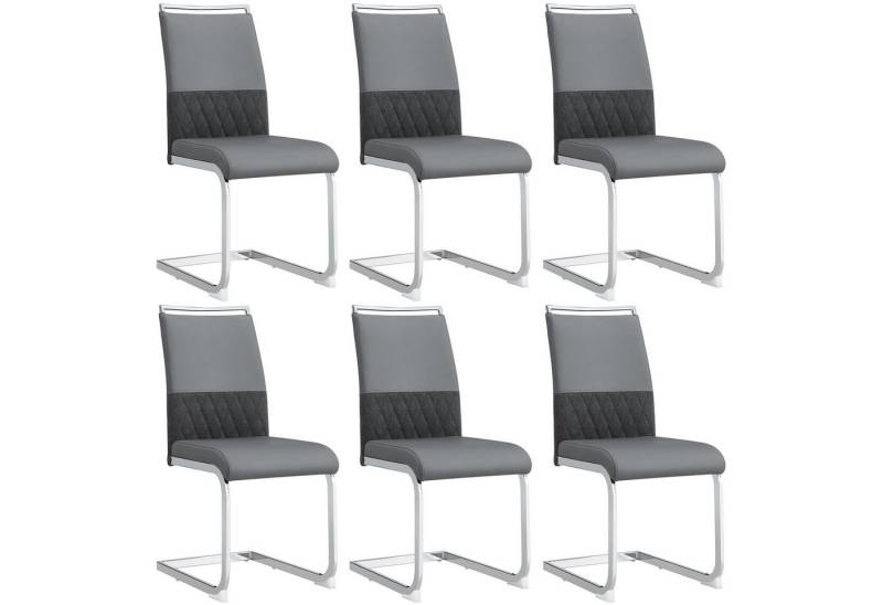 i@home Esszimmerstuhl Rücklehne aus PU Kunstleder und Leinen (Bis 150 kg belastbar,Seitenstuhl mit hoher, gepolsterter Rückenlehne, 6 St), Querstreifen Rückenlehne Design für Küche, Gast Bürostuhl von i@home