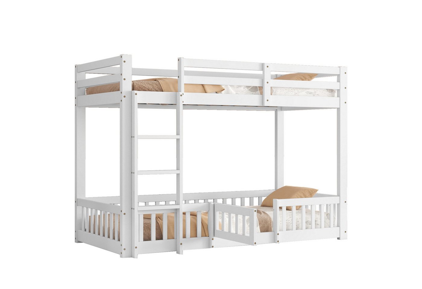 i@home Etagenbett Holzbett, Kinderbett, Bett, Natur/Weiß, 90x200cm, mit rechtwinkliger Treppe, Geländer und Tür, mit Absturzsicherung i@home Etagenbett Holzbett, Kinderbett, Bett, Natur/Weiß, 90x200cm, mit rechtwinkliger Treppe, Geländer und Tür, mit Absturzsicherung von i@home
