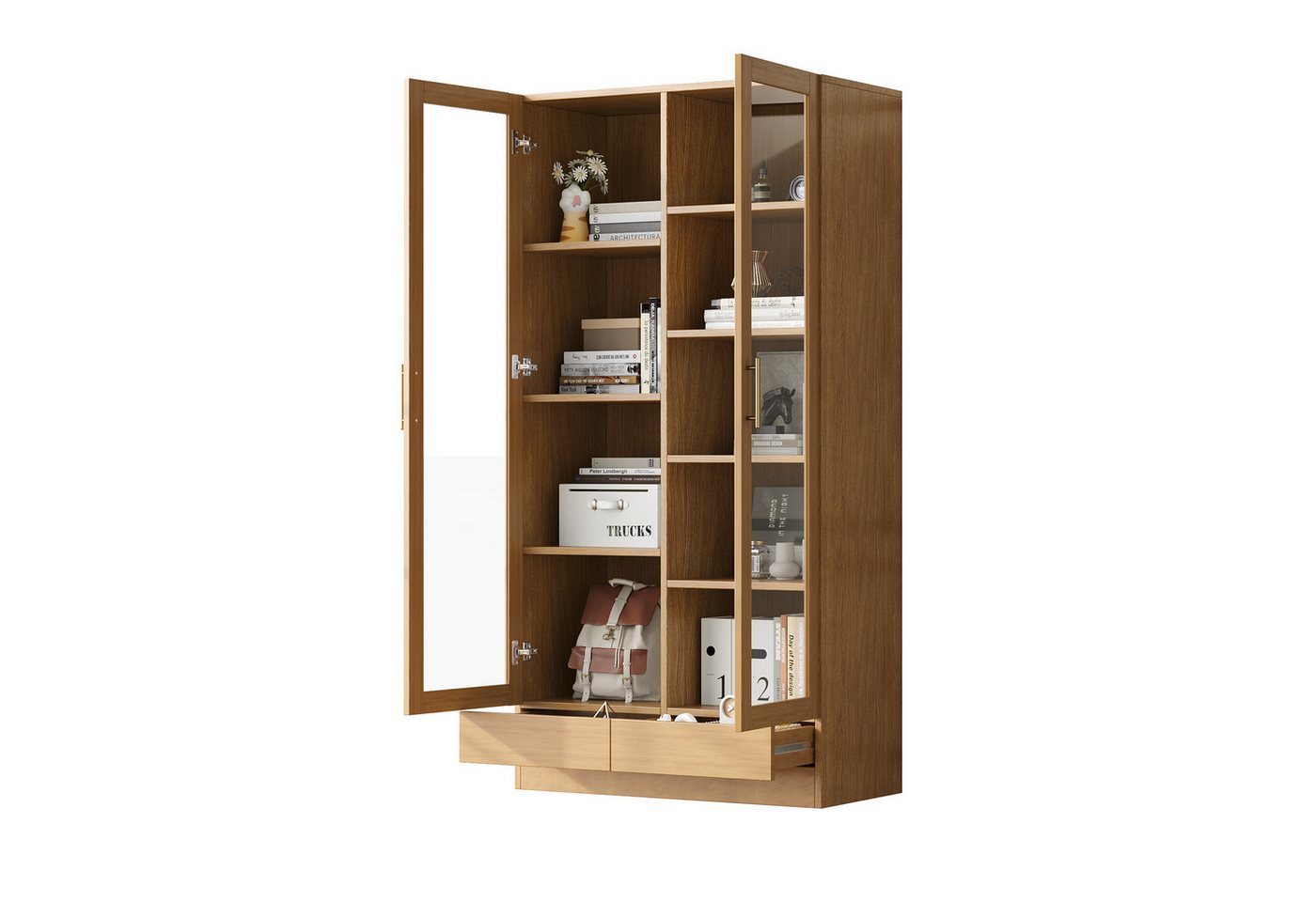 i@home Glasvitrine Büroschrank/Bücherregal/Aktenschrank/Aufbewahrungsregal mit feste Fachböden und Aufsteckschubladen, 80*40*160 cm i@home Glasvitrine Büroschrank/Bücherregal/Aktenschrank/Aufbewahrungsregal mit feste Fachböden und Aufsteckschubladen, 80*40*160 cm von i@home
