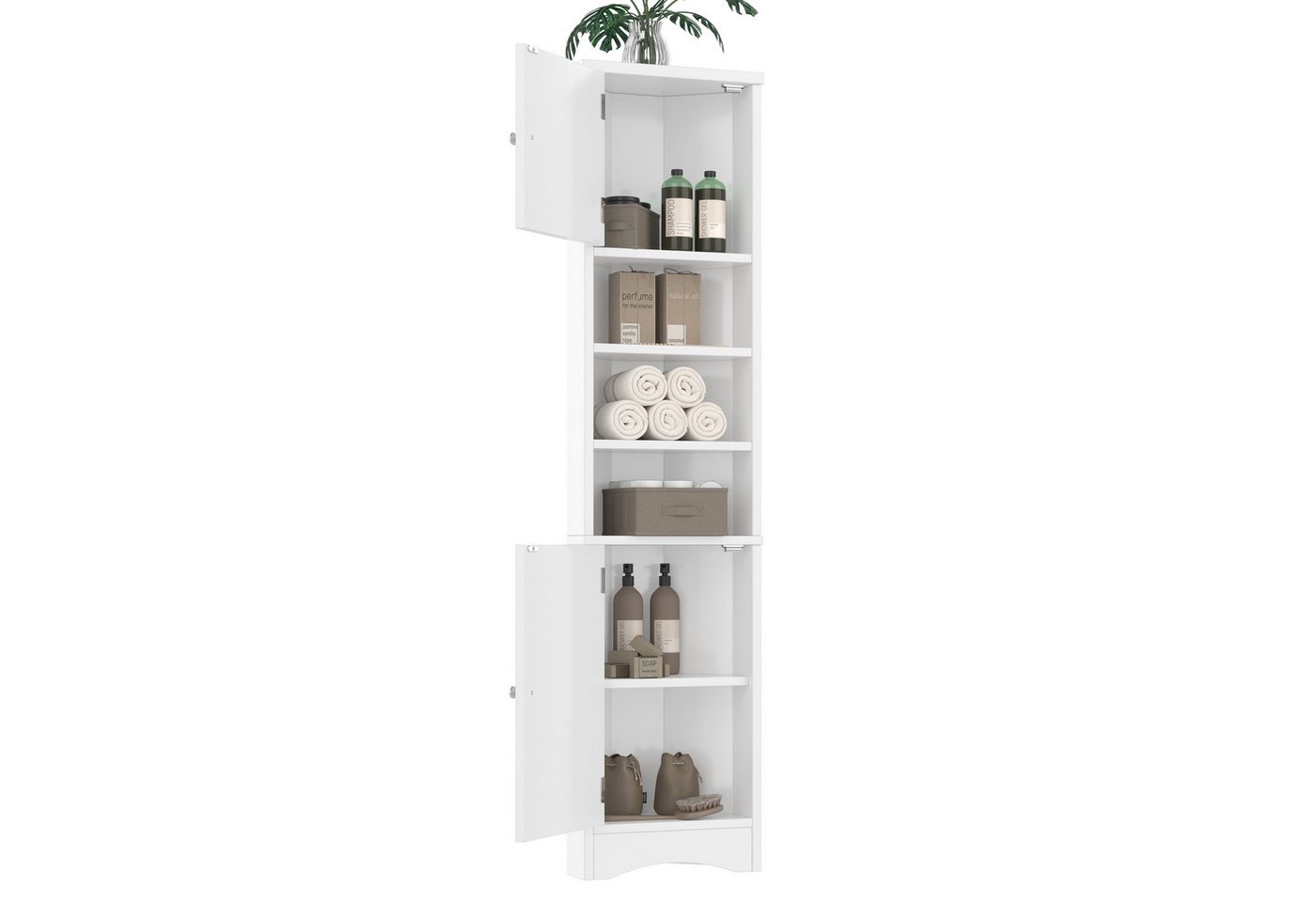 i@home Hochschrank Badezimmerschrank,grau/weiß (Packung set) mit offene Ablagefächer und verstellbare Einlegeböden,36.5*24.5*170cm von i@home