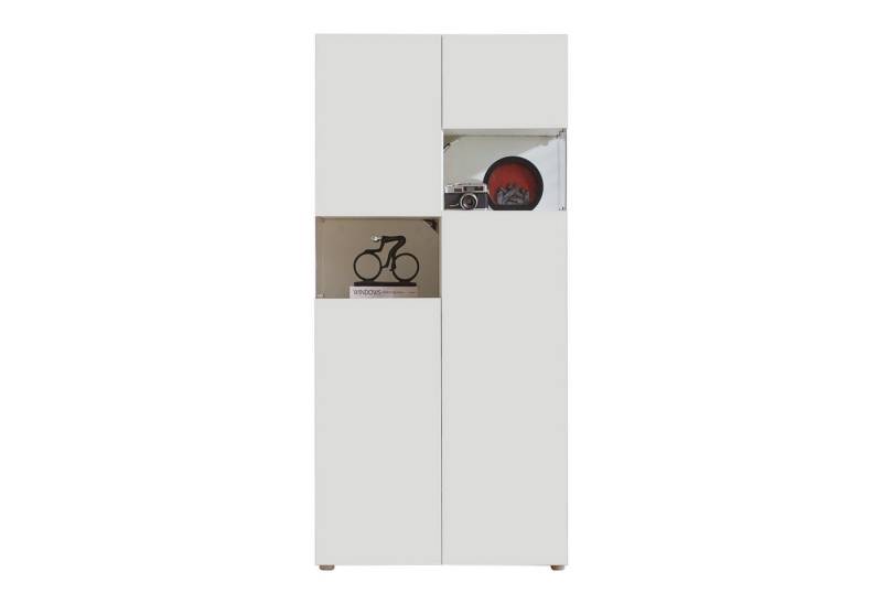 i@home Hochschrank Standvitrinen mit transparentes Acryl, weiß mit LED-Beleuchtung, 80x36x170cm von i@home