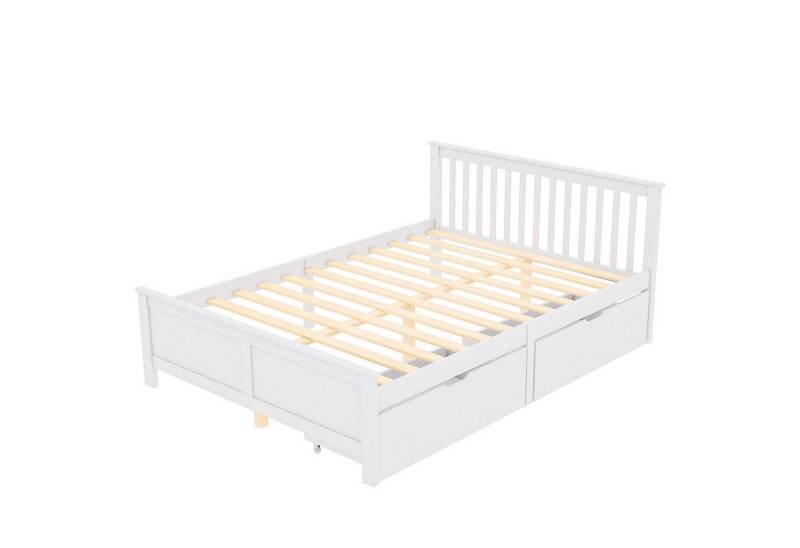 i@home Holzbett Doppelbett,mit Schubladen zur Aufbewahrung,weiß (140x200cm), Hausbett von i@home