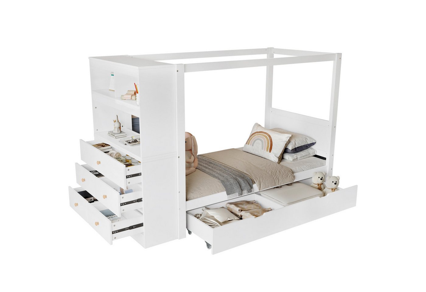 i@home Kinderbett Einzelbett, 90x200cm, Mit Fallschutz und Gitter, Unterbettschublade mit Rollen i@home Kinderbett Einzelbett, 90x200cm, Mit Fallschutz und Gitter, Unterbettschublade mit Rollen von i@home