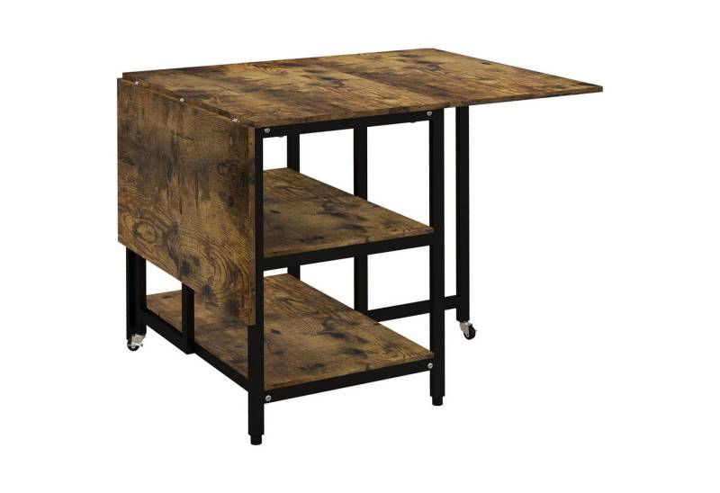 i@home Klapptisch HOMCOM Klapptisch mit Rollen, 140x80cm, 2 Ablagen, Braun/Stahl (1-St., Einzelmöbel), Klappbar · Mit Ablagefächern · Platzsparend · Robustes Stahlgestell von i@home