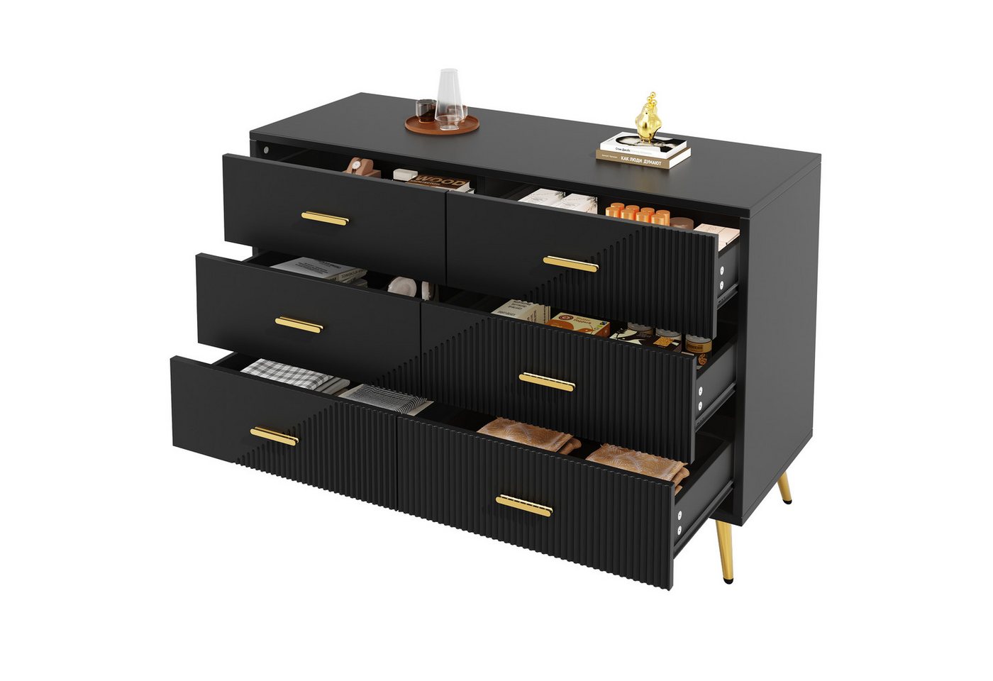 i@home Kommode Schubladenkommode, Esszimmerschrank (Packung set, 1 Kommode), mit 6 geräumige Schublade,120 x 40 x 75 cm von i@home