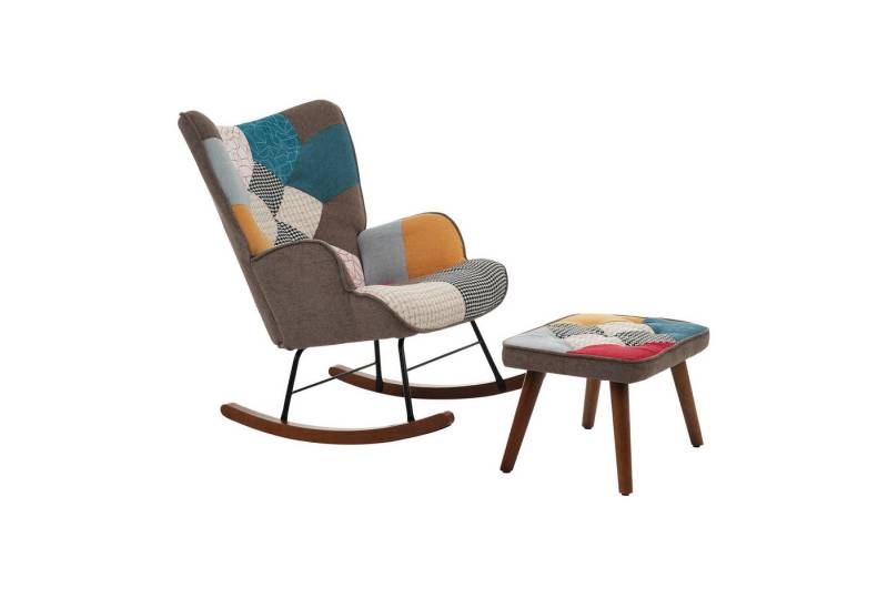 i@home Loungesessel Farblich passender Freizeitstuhl mit Fußstütze, Rückenlehne und Kissen (Stuhl mit passendem Fußhocker), Farbenfrohes Design mit passender Fußstütze von i@home
