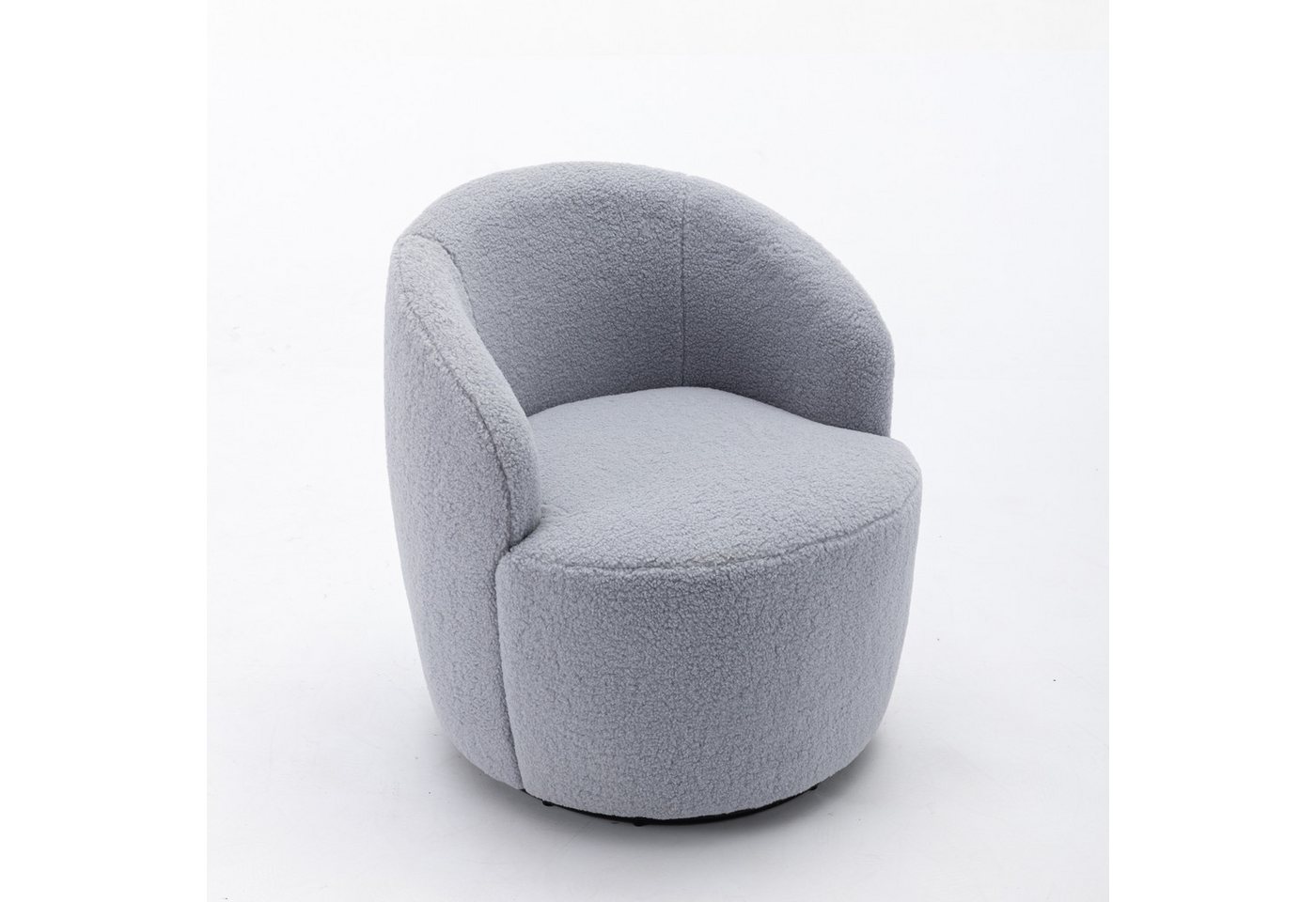 i@home Polsterstuhl Drehbarer Lounge-Sessel aus Teddy-Stoff, Gemütlicher Akzentstuhl im Fass-Design, 360° Rundfuß, gepolstert von i@home