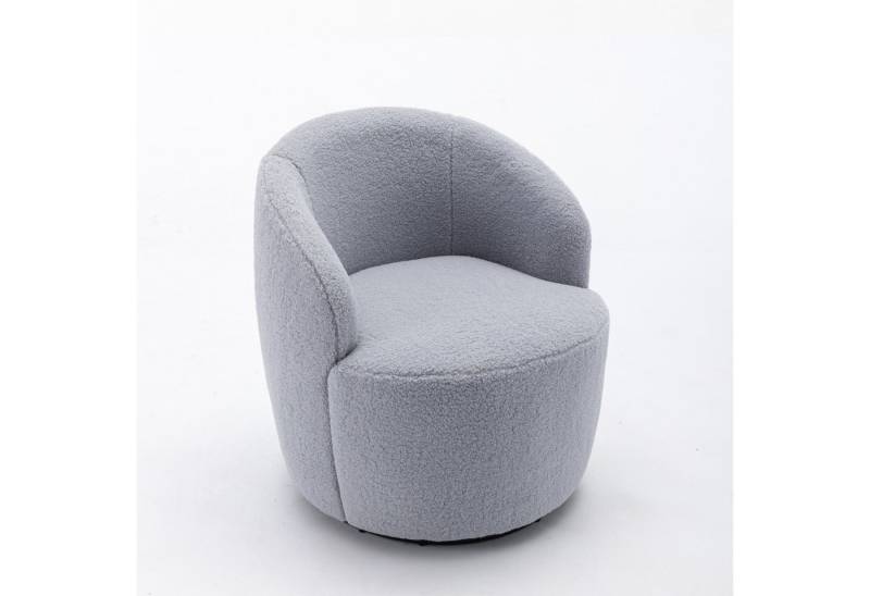i@home Polsterstuhl Drehbarer Lounge-Sessel aus Teddy-Stoff, Gemütlicher Akzentstuhl im Fass-Design, 360° Rundfuß, gepolstert von i@home