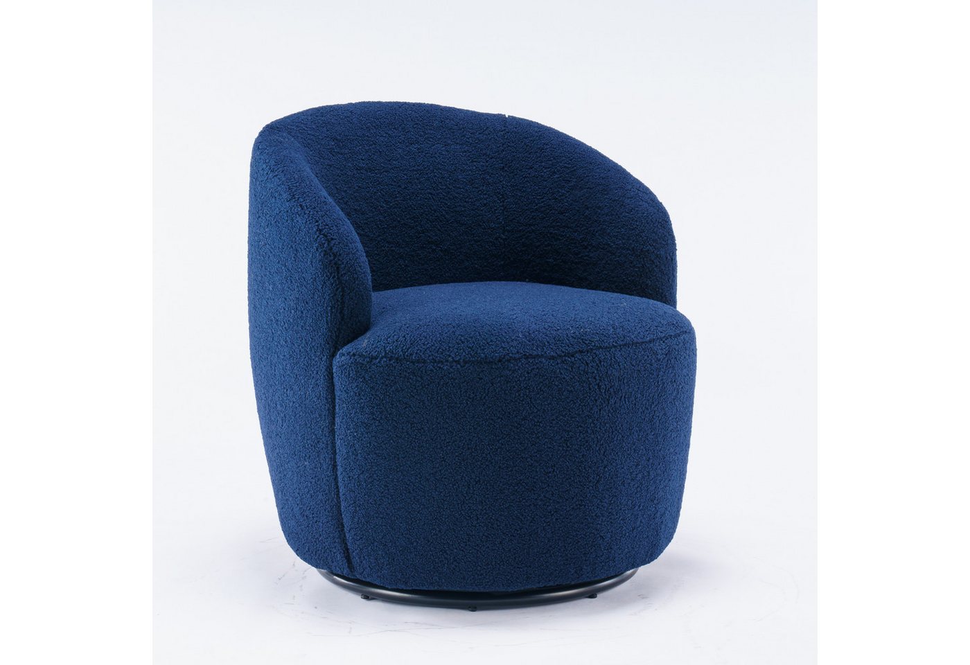 i@home Polsterstuhl Drehbarer Lounge-Sessel aus Teddy-Stoff, Gemütlicher Akzentstuhl im Fass-Design, 360° Rundfuß, gepolstert von i@home