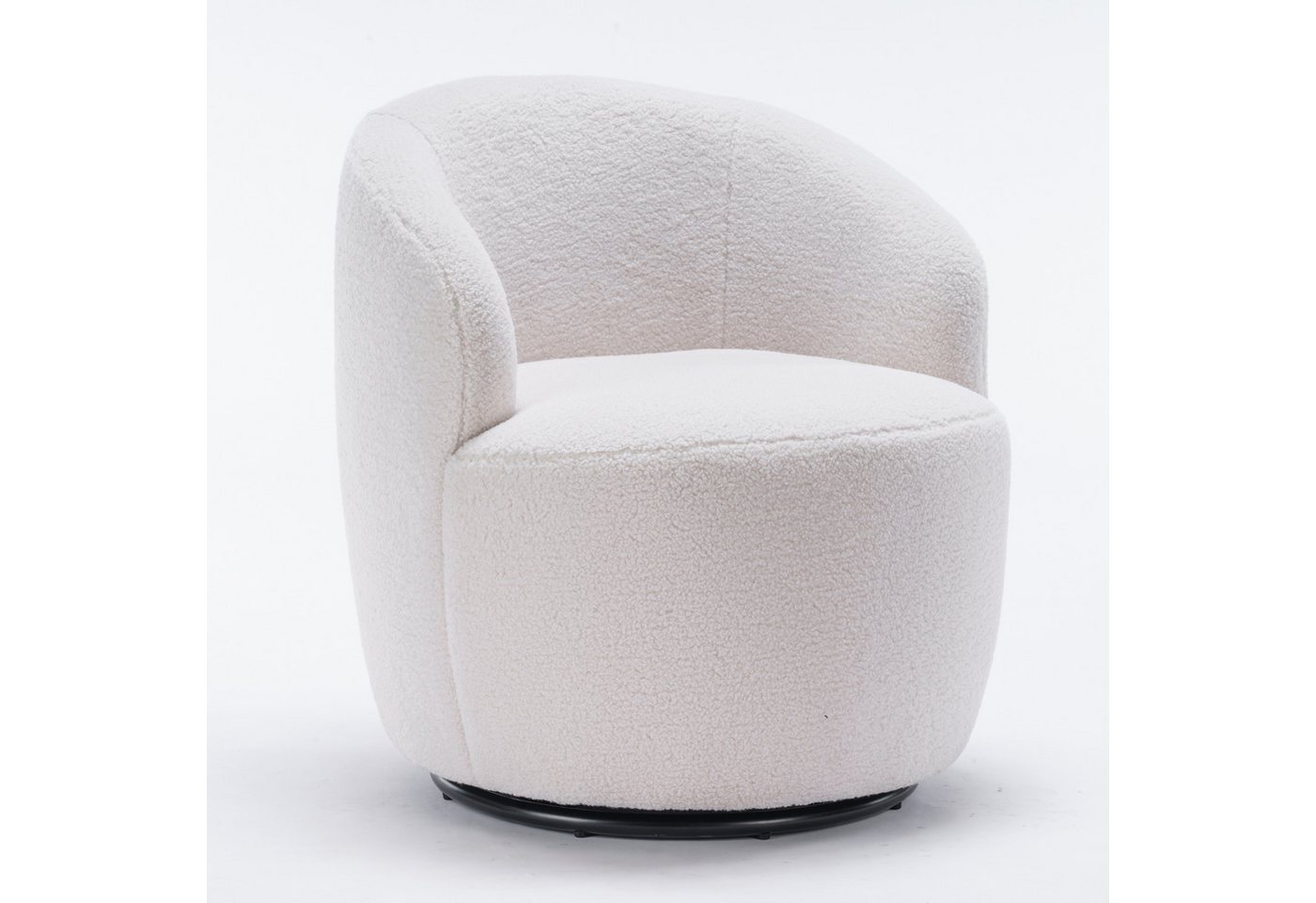 i@home Polsterstuhl Drehbarer Lounge-Sessel aus Teddy-Stoff, Gemütlicher Akzentstuhl im Fass-Design, 360° Rundfuß, gepolstert von i@home