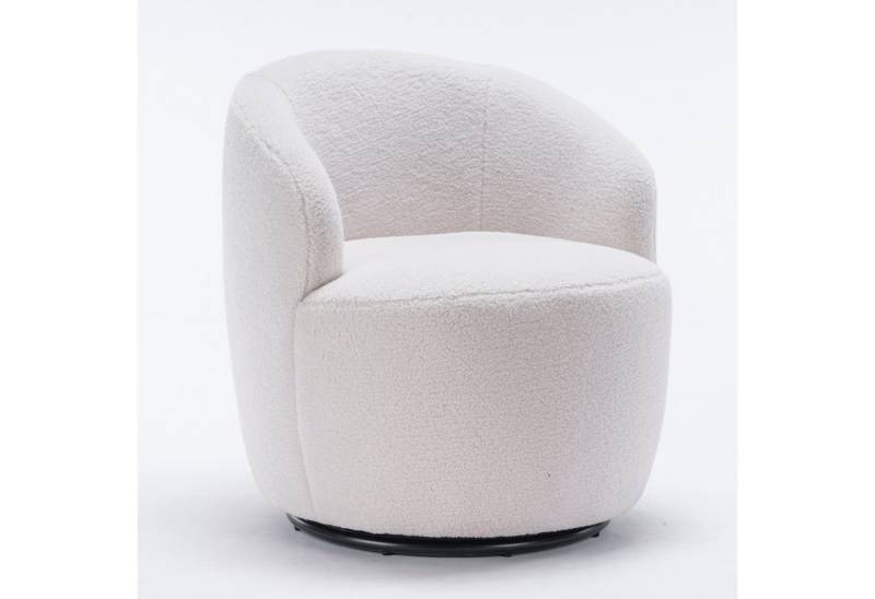 i@home Polsterstuhl Drehbarer Lounge-Sessel aus Teddy-Stoff, Gemütlicher Akzentstuhl im Fass-Design, 360° Rundfuß, gepolstert von i@home