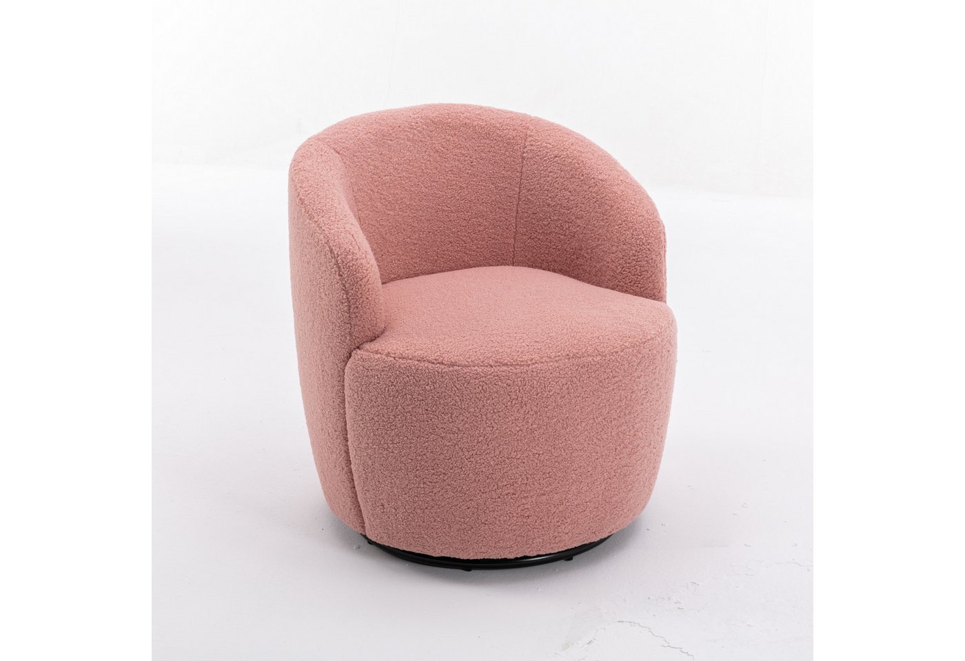 i@home Polsterstuhl Drehbarer Lounge-Sessel aus Teddy-Stoff, Gemütlicher Akzentstuhl im Fass-Design, 360° Rundfuß, gepolstert von i@home