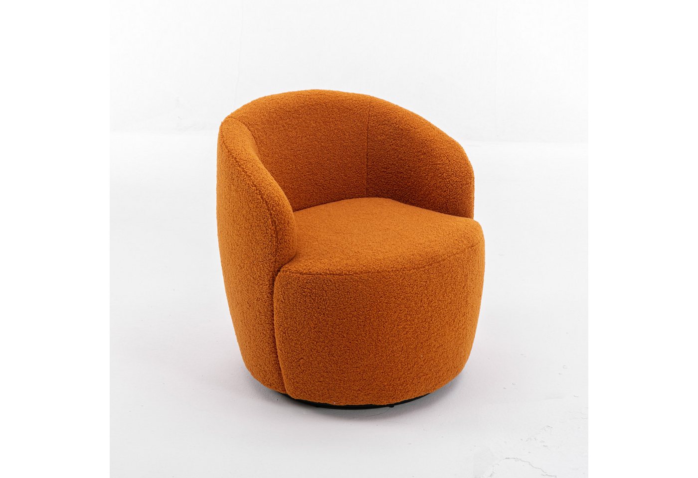 i@home Polsterstuhl Drehbarer Lounge-Sessel aus Teddy-Stoff, Gemütlicher Akzentstuhl im Fass-Design, 360° Rundfuß, gepolstert von i@home