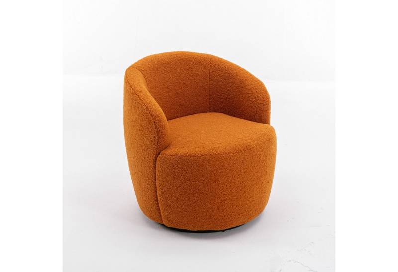 i@home Polsterstuhl Drehbarer Lounge-Sessel aus Teddy-Stoff, Gemütlicher Akzentstuhl im Fass-Design, 360° Rundfuß, gepolstert von i@home