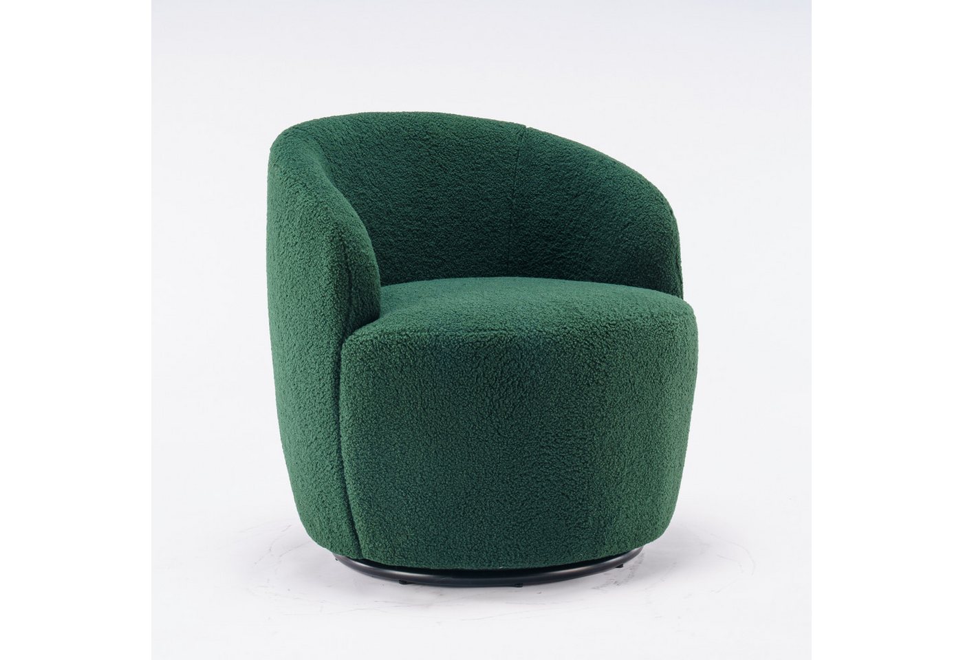 i@home Polsterstuhl Drehbarer Lounge-Sessel aus Teddy-Stoff, Gemütlicher Akzentstuhl im Fass-Design, 360° Rundfuß, gepolstert von i@home